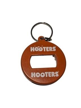 Vintage Hooters Orange "Bev Key" Bottle Opener Keychain Made in Canada
